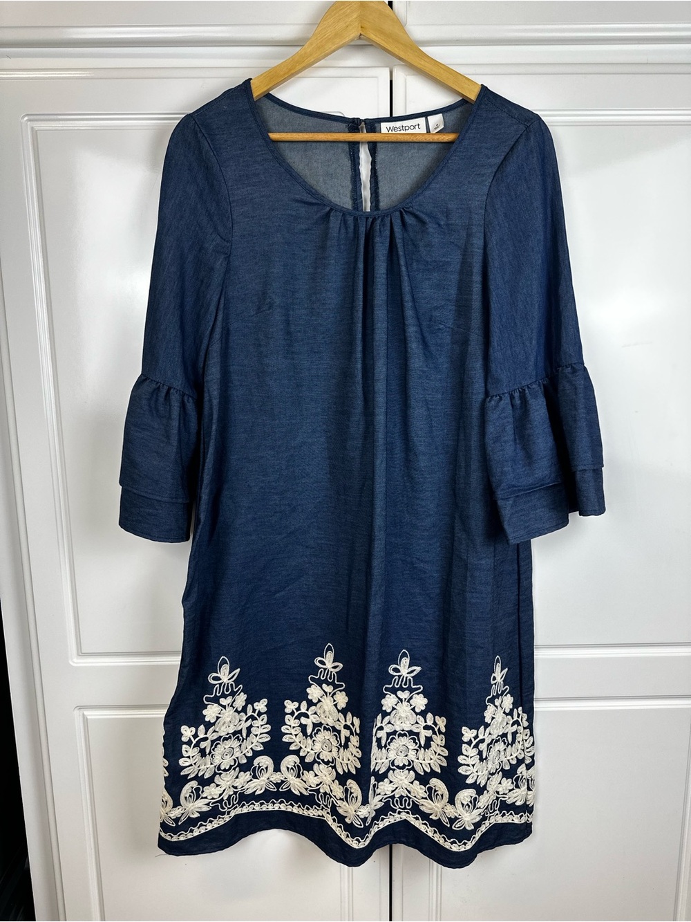 Westport Navy Tunic with Cream Floral Embroidery